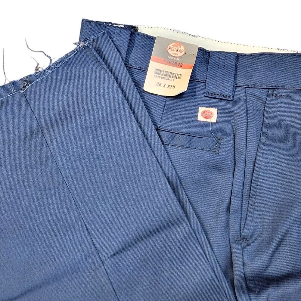 Red Kap PT62NV2 Mens‎ 36x37 Unhemmed Navy Poly Blend Uniform Work Pant
